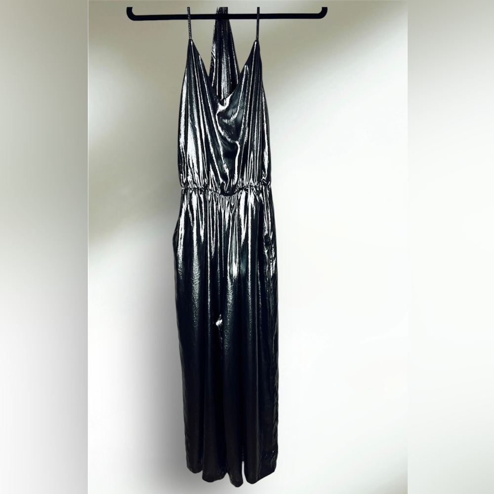Metalic Silver Jumpsuit Wide Leg